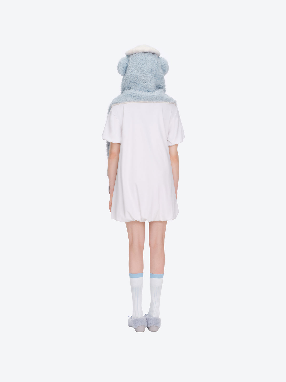 13DE MARZO Nighty Night Bear Hooded Scarf Blue