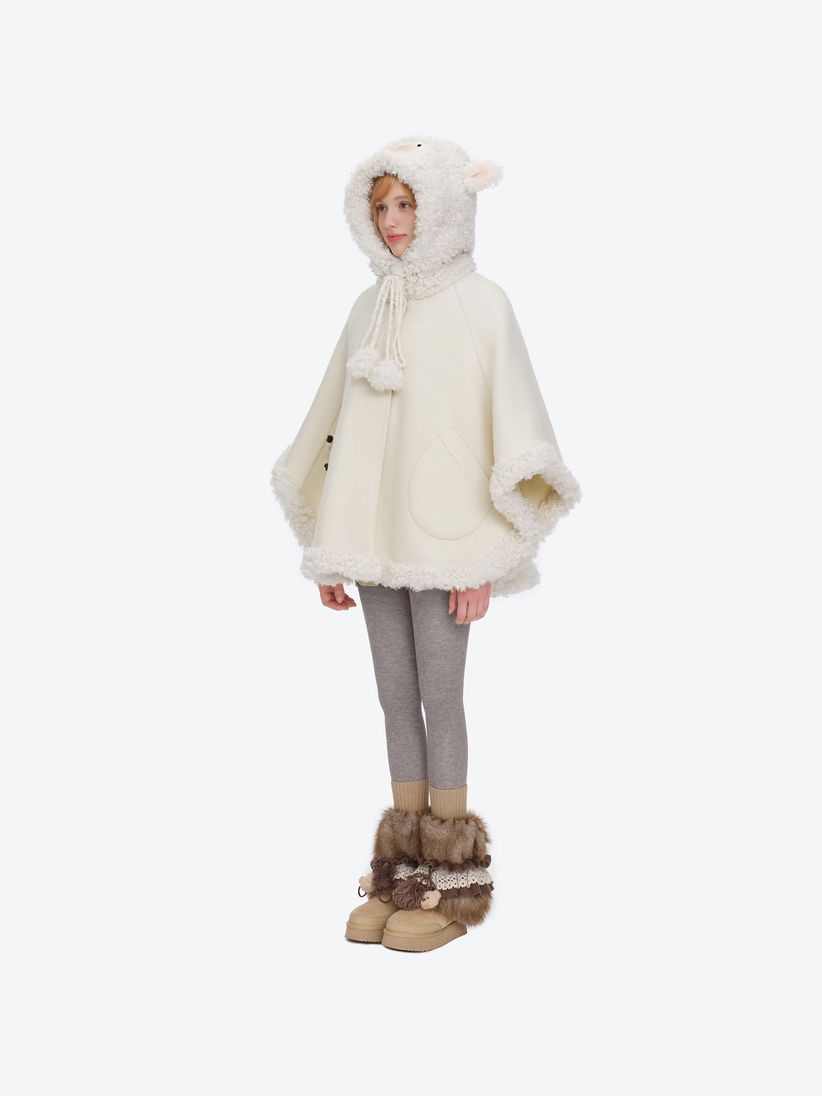 13DE MARZO Lace-Trimmed Lace-Up Snow Boots Khaki - 13DE MARZO