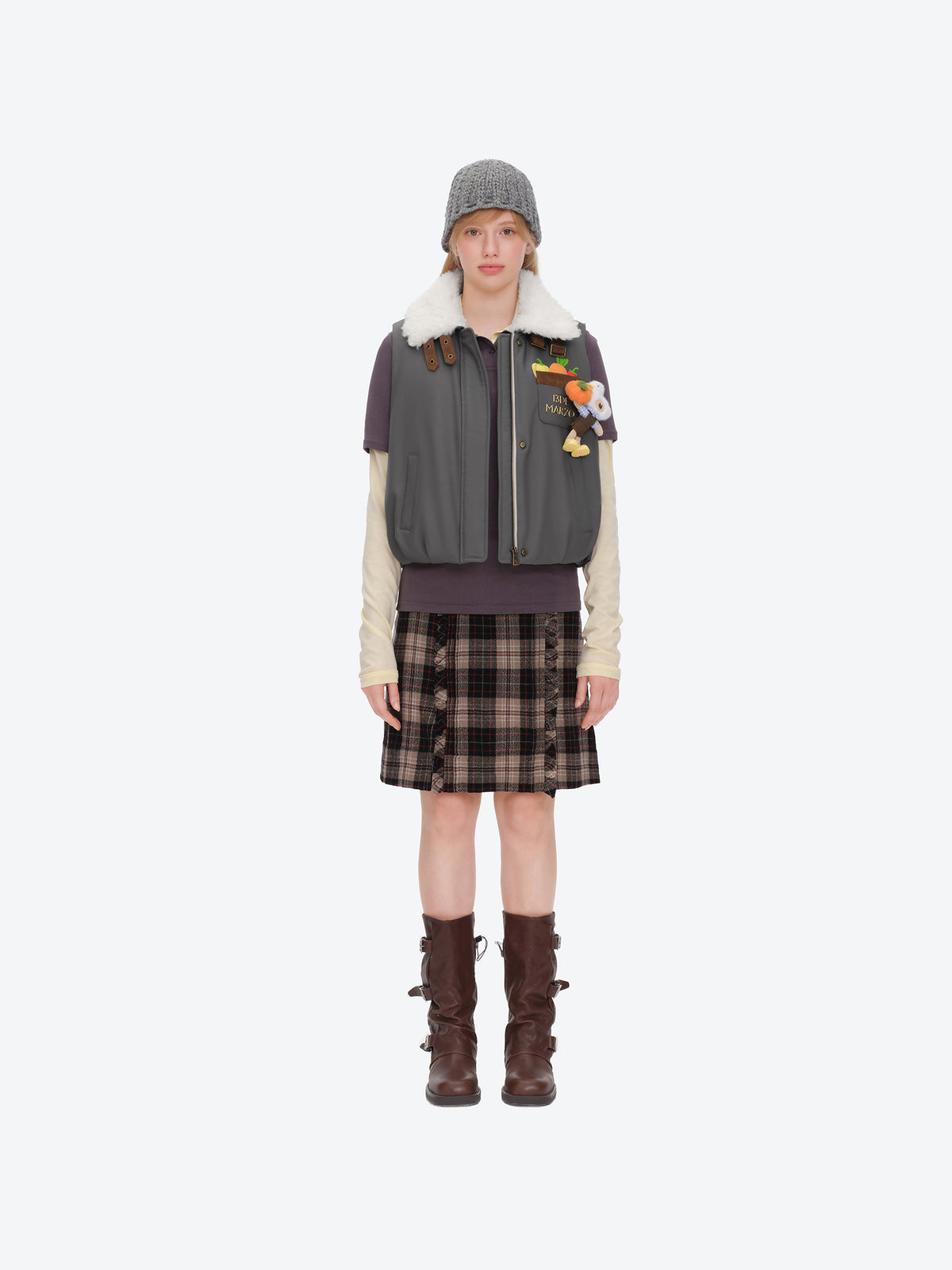13DE MARZO Marzo Valley Duck Bear Down Vest Grey
