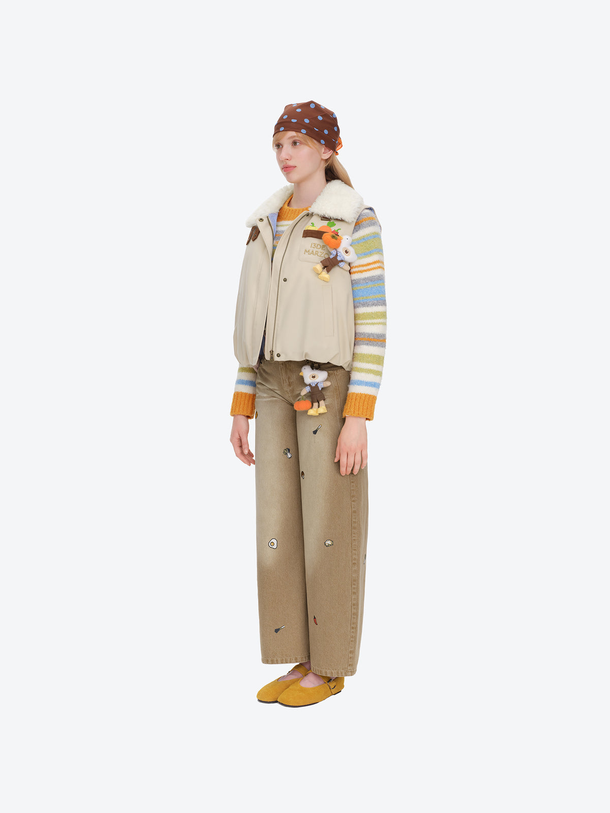 13DE MARZO Marzo Valley Duck Bear Down Vest Khaki