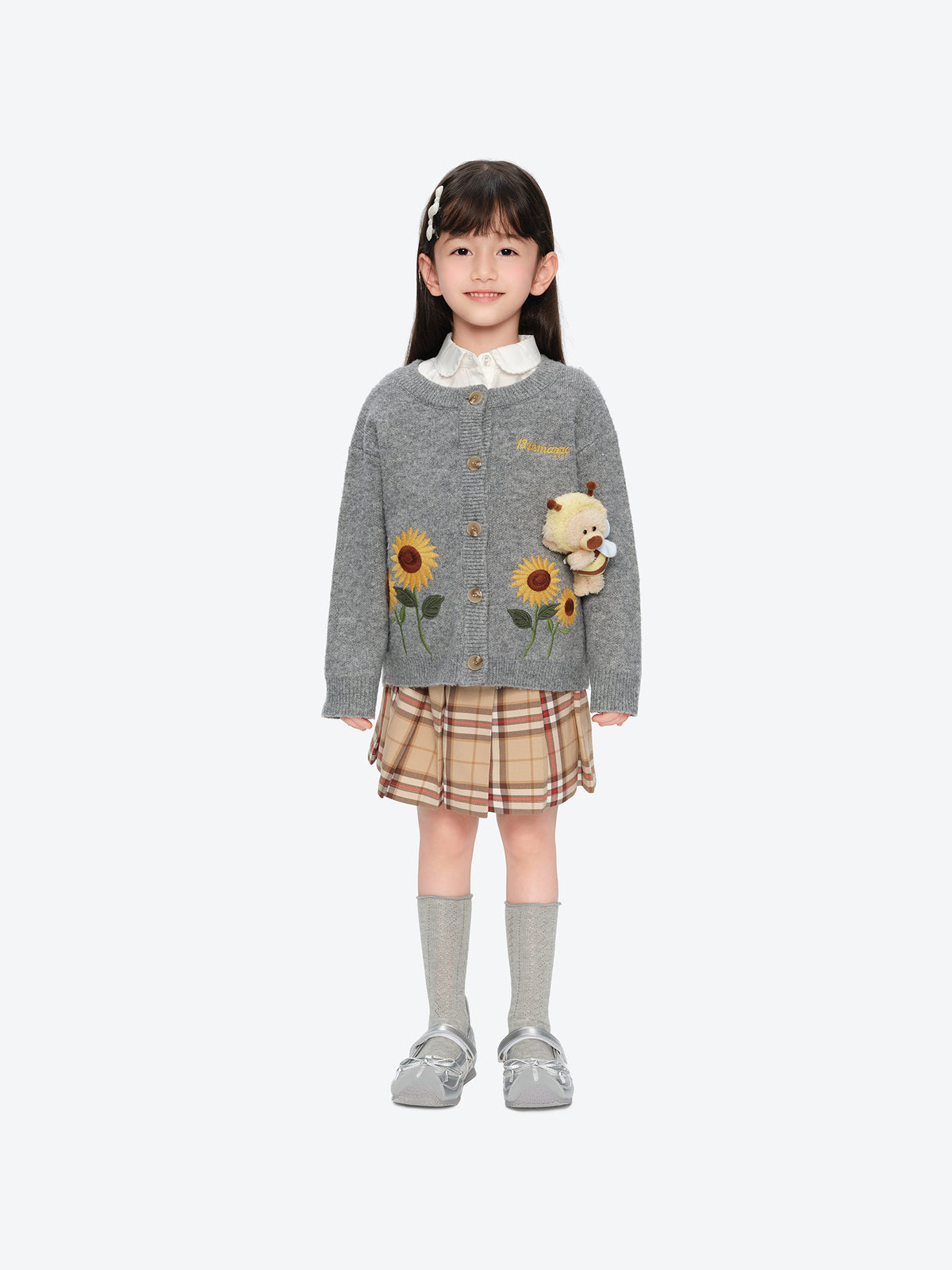 13DE MARZO BabyBear Sunflower Cardigan Grey