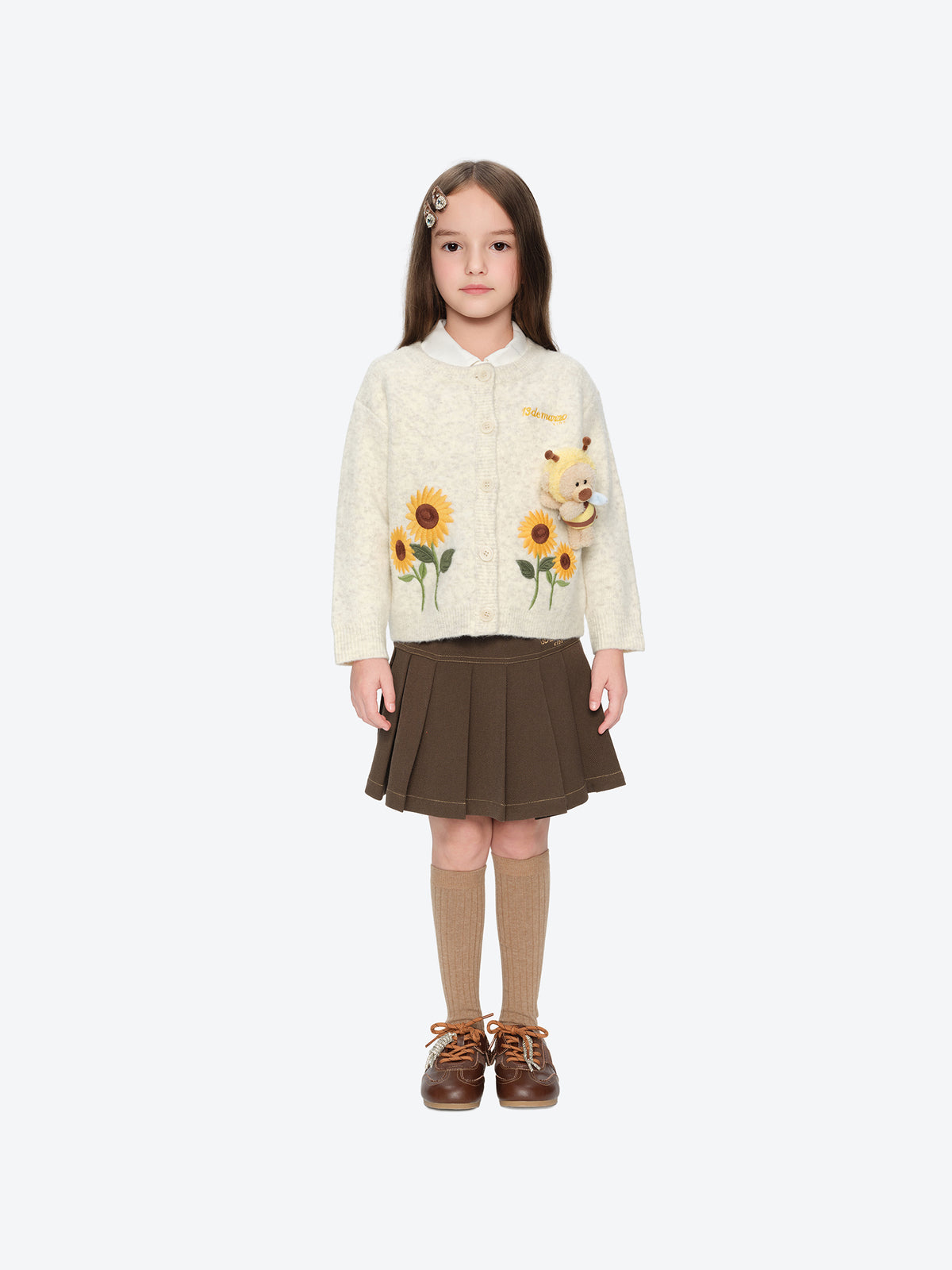 13DE MARZO BabyBear Sunflower Cardigan Beige
