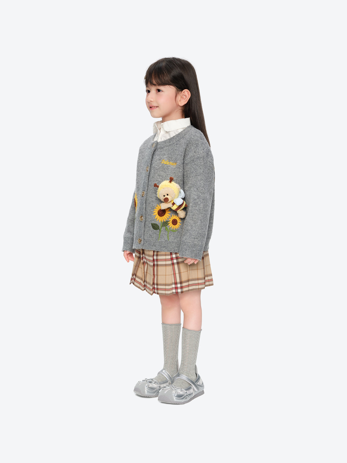 13DE MARZO BabyBear Sunflower Cardigan Grey