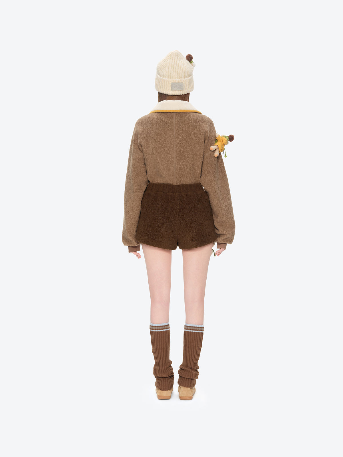 13DE MARZO Snow Bear Polar Fleece Shorts Brown - 13DE MARZO