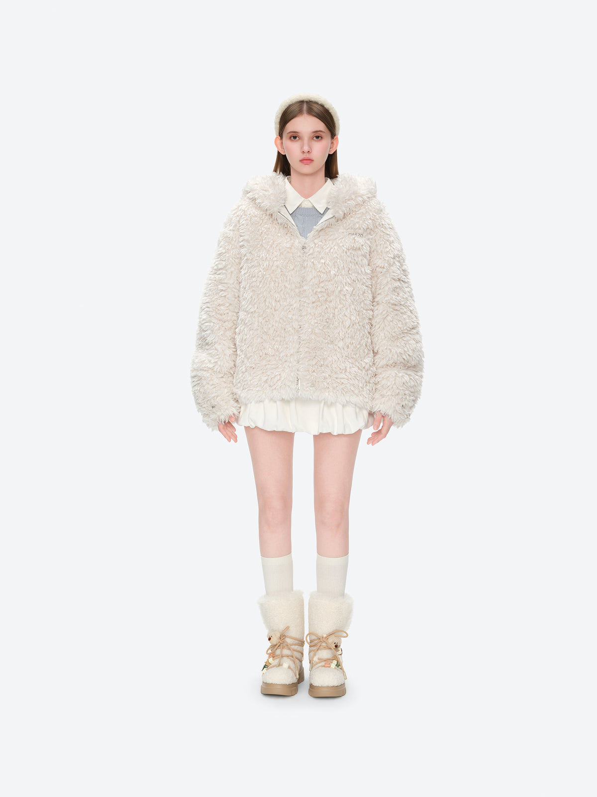 13DE MARZO Doozoo Bear Hooded Coat Beige - 13DE MARZO