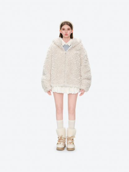 13DE MARZO Doozoo Bear Hooded Coat Beige - 13DE MARZO