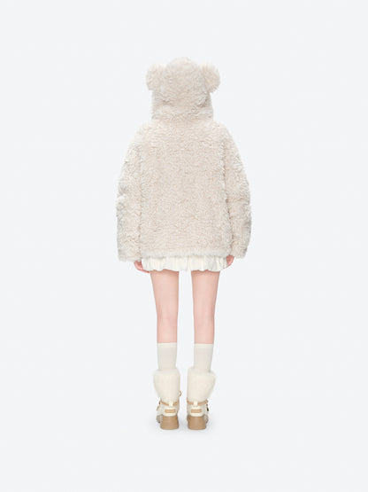 13DE MARZO Doozoo Bear Hooded Coat Beige - 13DE MARZO