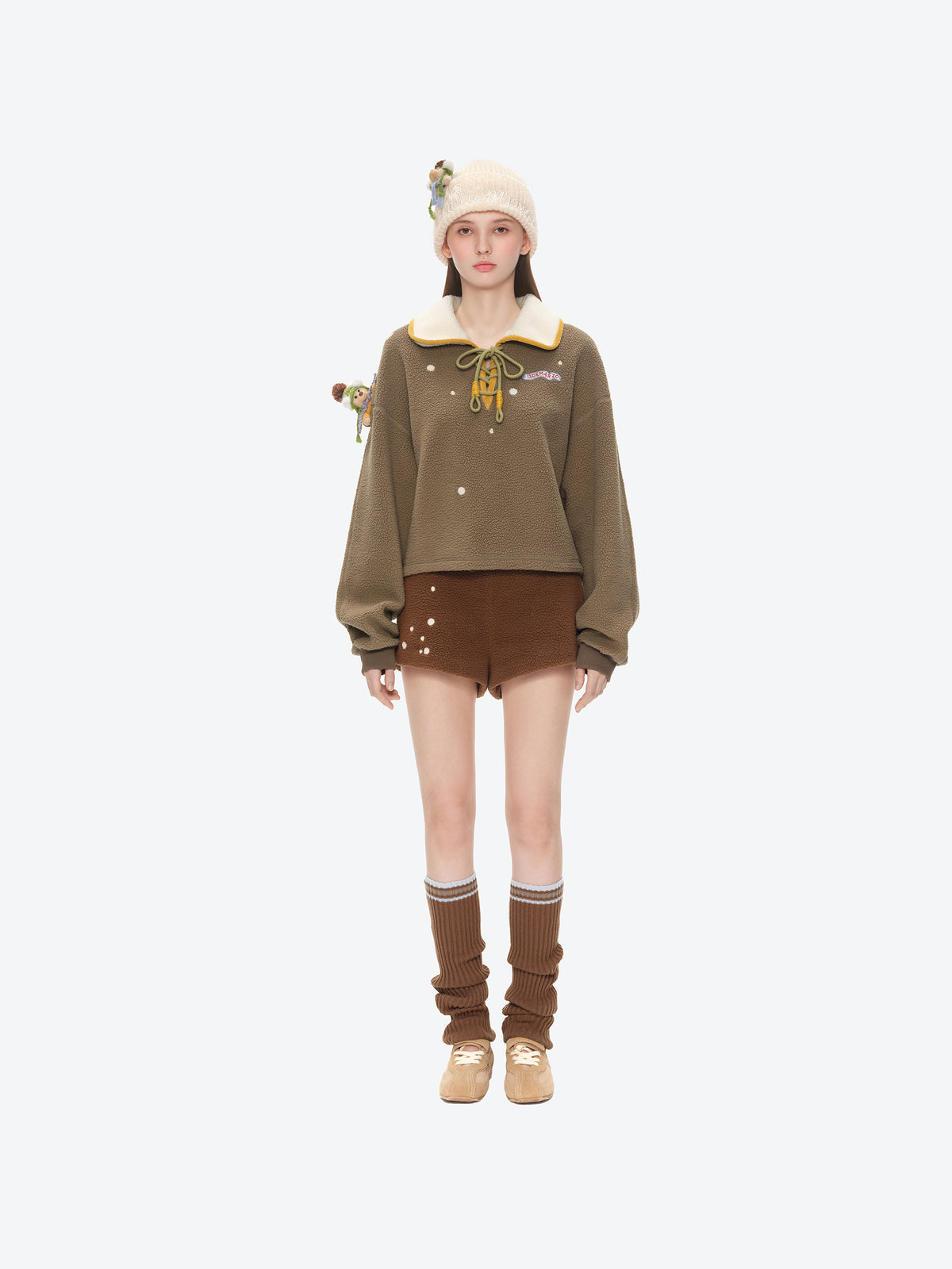 13DE MARZO Snow Bear Knit Beanie Beige - 13DE MARZO