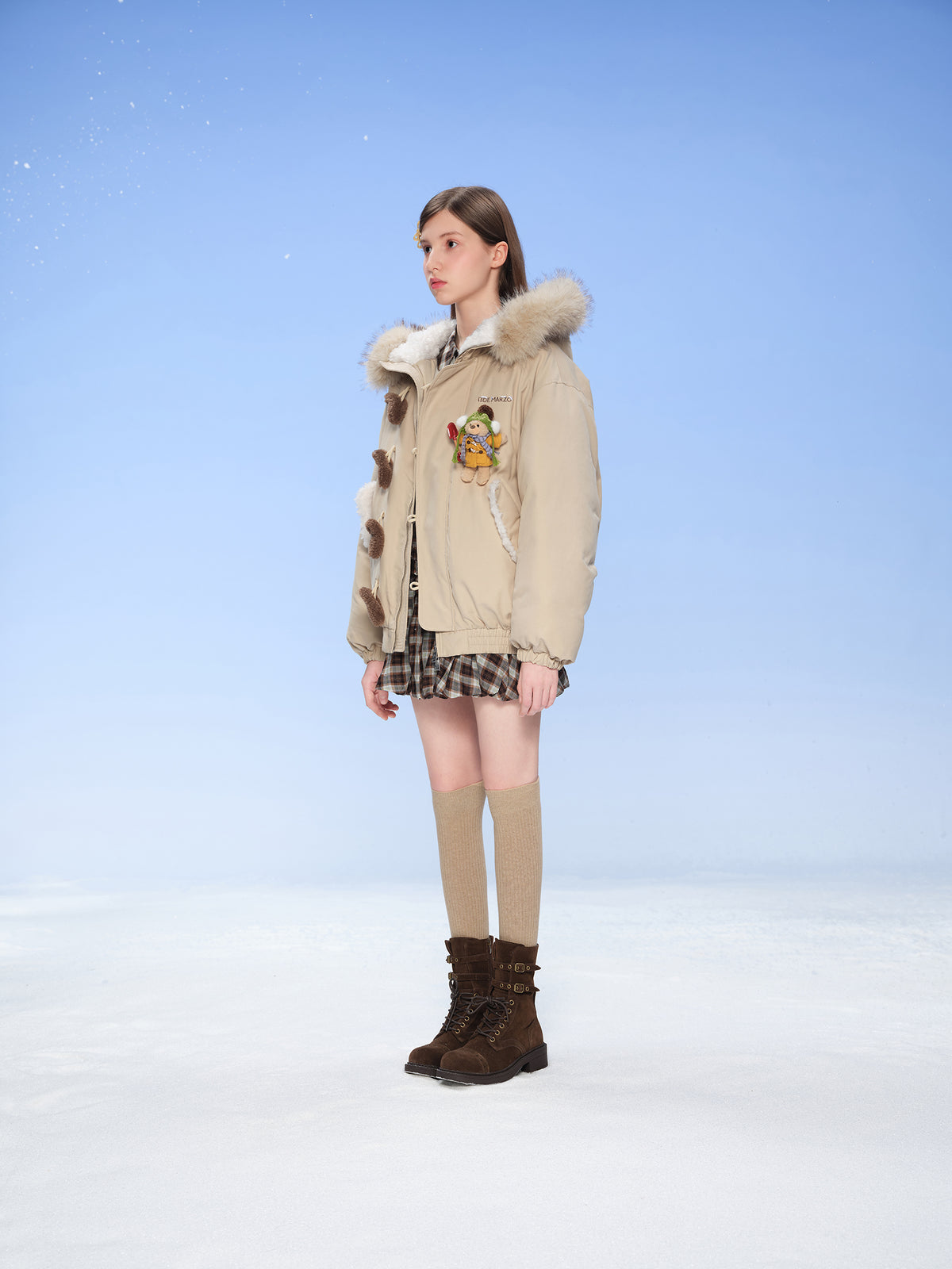 13DE MARZO Snow Bear Padded Jacket Almond