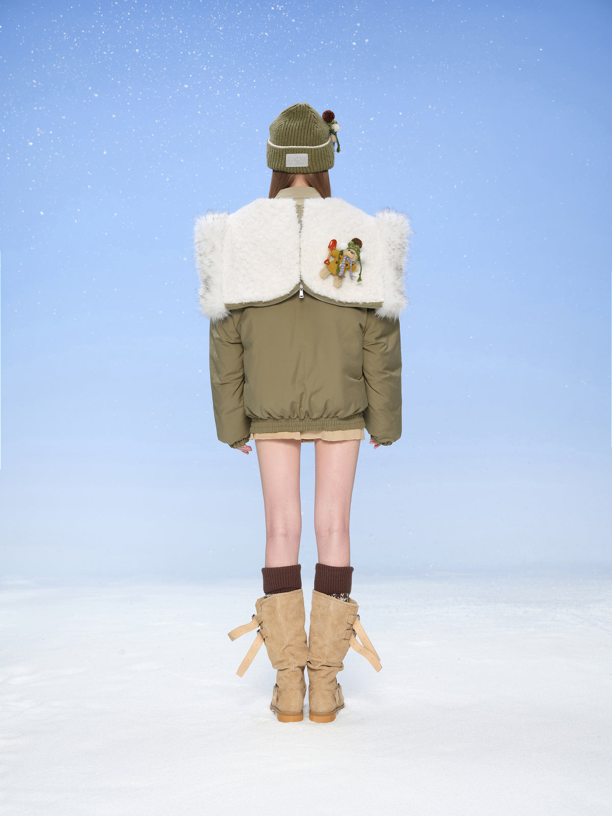 13DE MARZO Snow Bear Knit Beanie Green - 13DE MARZO