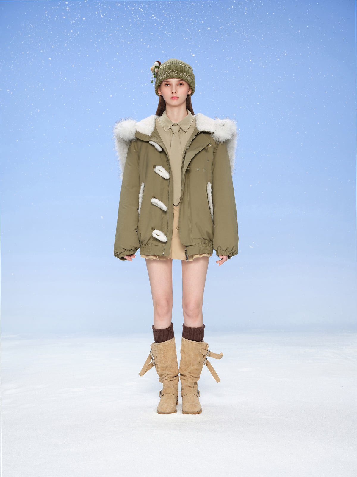 13DE MARZO Snow Bear Knit Beanie Green - 13DE MARZO