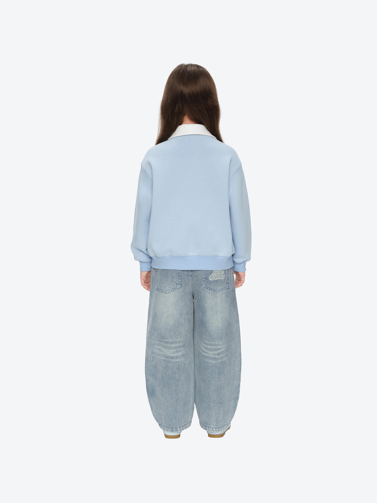 13DE MARZO Sled BabyBear Polo Collar Sweatshirt Blue