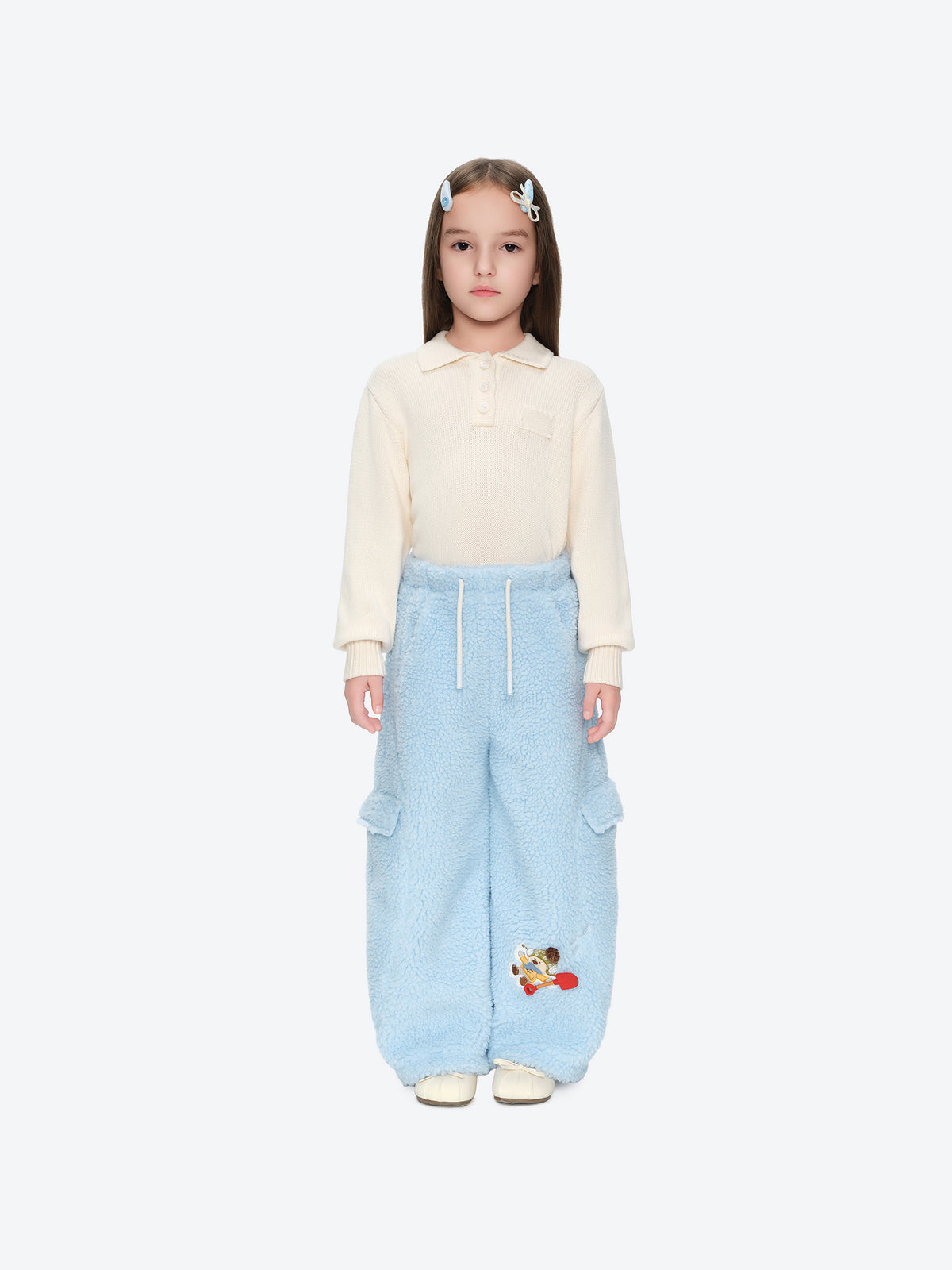 13DE MARZO Snow BabyBear Patch Sweatpants Blue