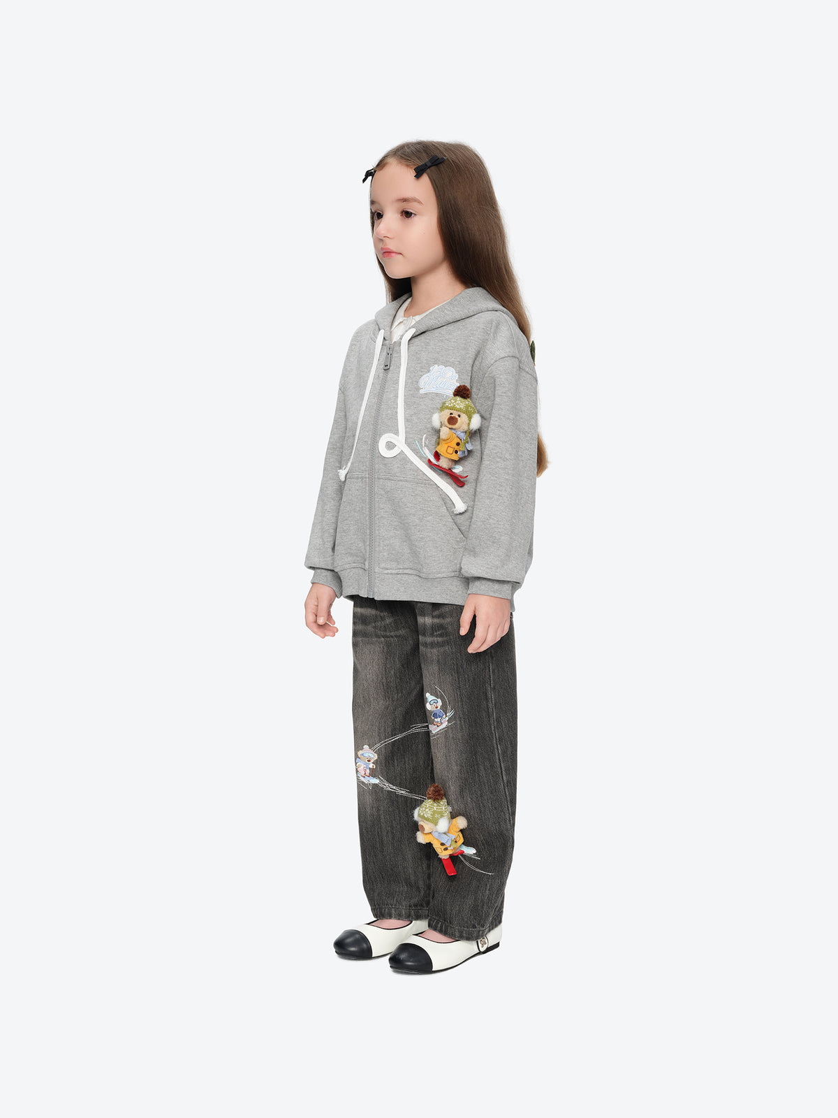 13DE MARZO Snow BabyBear Hooded Cardigan Grey