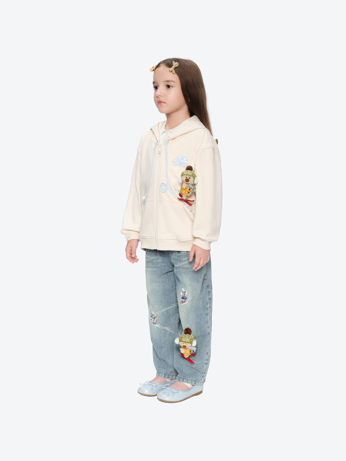 13DE MARZO Snow BabyBear Hooded Cardigan Beige