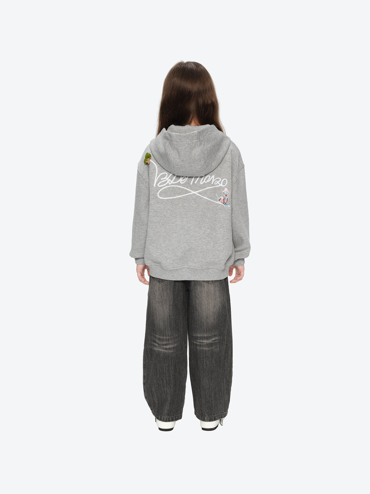 13DE MARZO Snow BabyBear Hooded Cardigan Grey