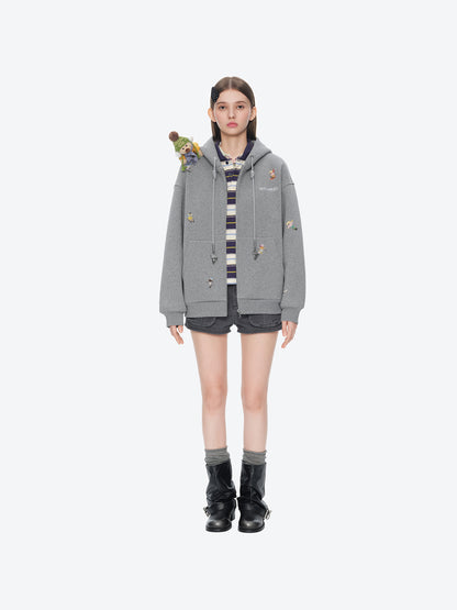 13DE MARZO Snow Bear Hoodie Grey