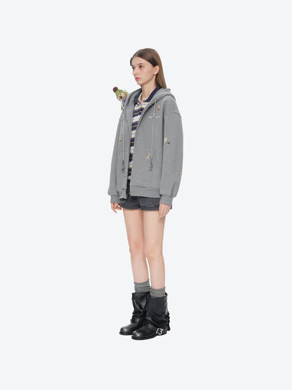 13DE MARZO Snow Bear Hoodie Grey