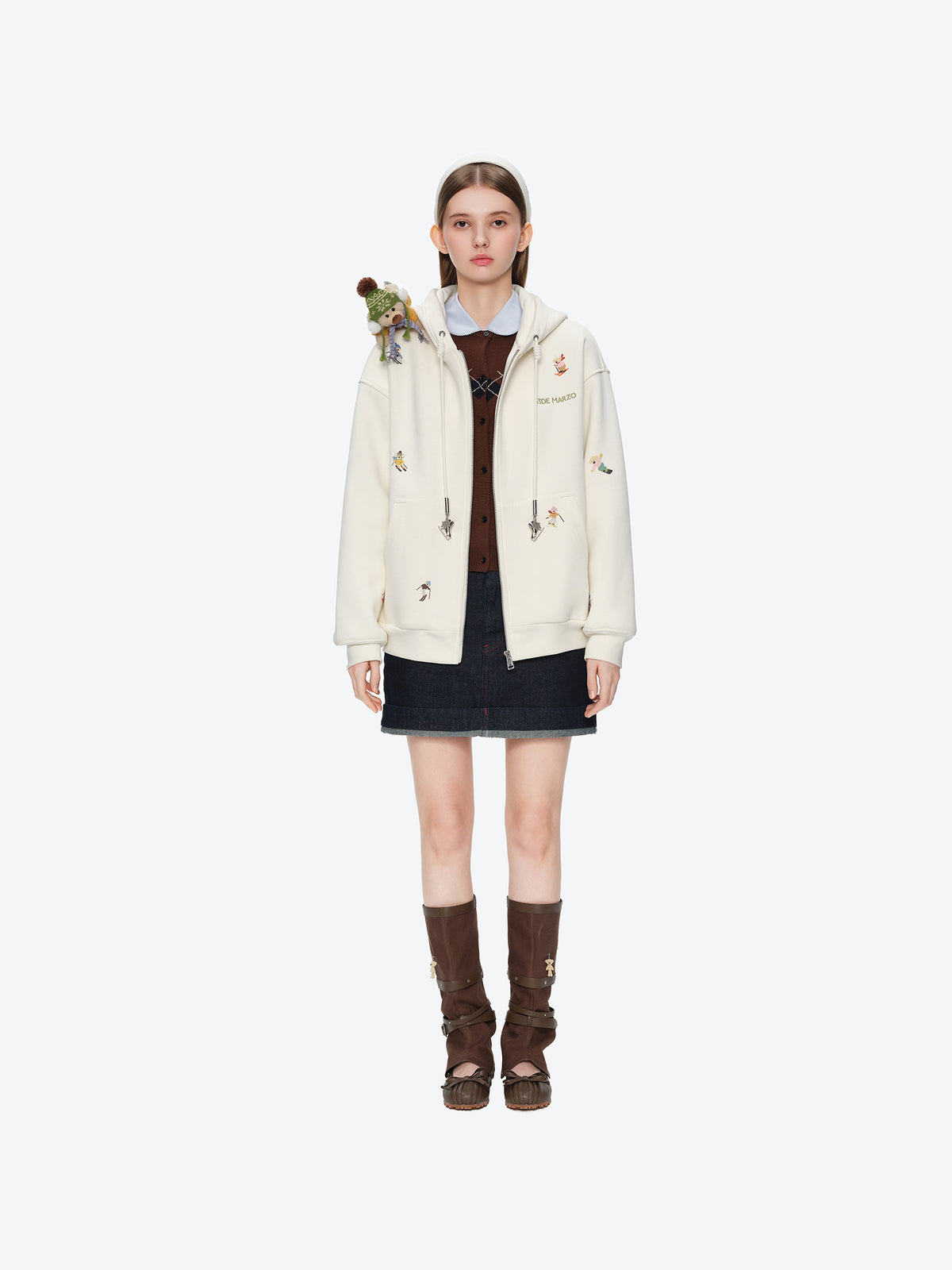 13DE MARZO Snow Bear Hoodie Beige