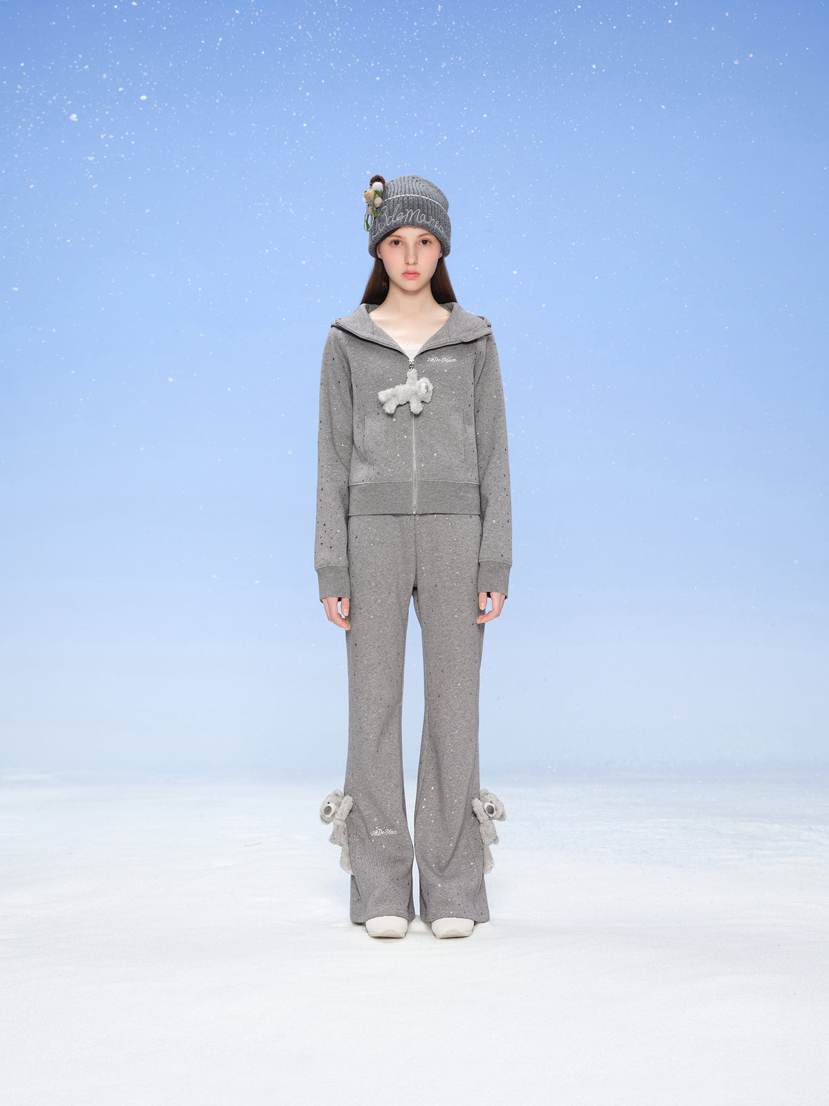 13DE MARZO Galaxy Spark Slim Fit Hoodie Grey