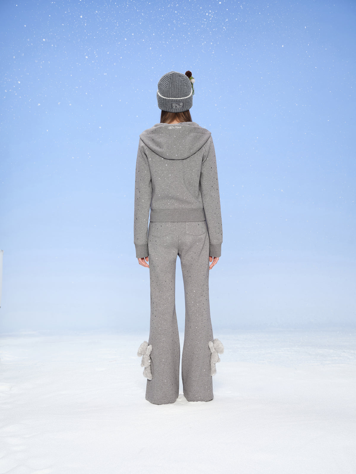 13DE MARZO Snow Bear Knit Beanie Grey - 13DE MARZO