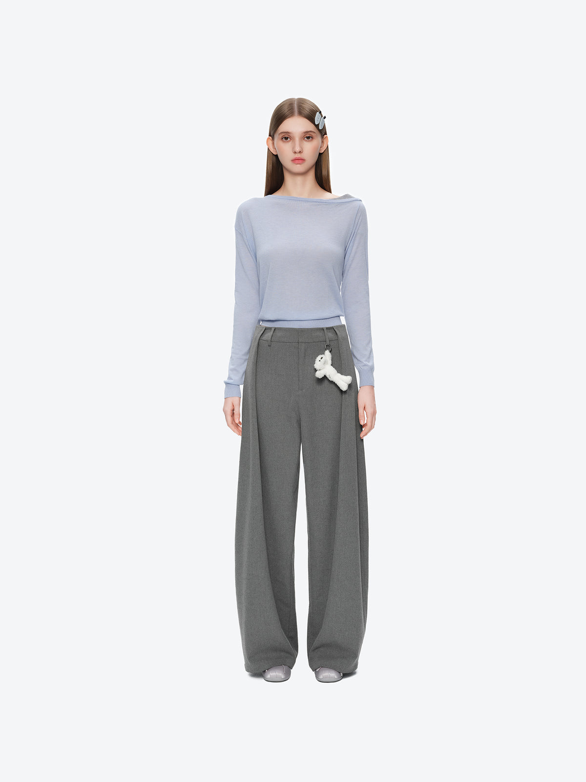 13DE MARZO Doozoo Pleated Dress Pants Grey