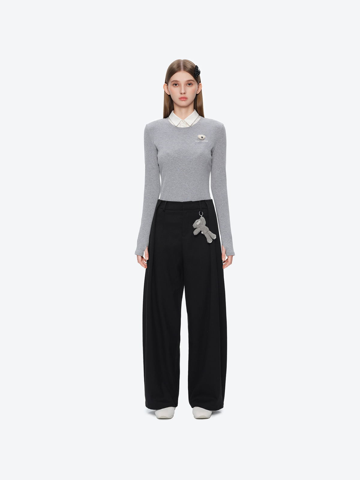 13DE MARZO Doozoo Pleated Dress Pants Black
