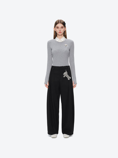 13DE MARZO Doozoo Pleated Dress Pants Black