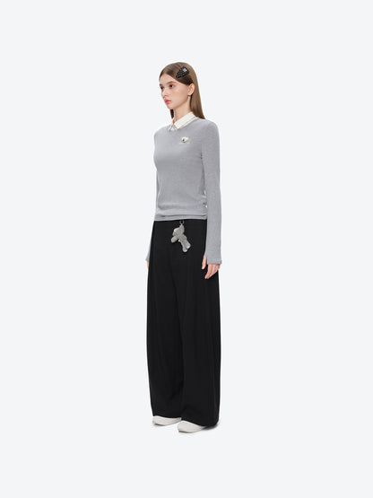 13DE MARZO Doozoo Pleated Dress Pants Black