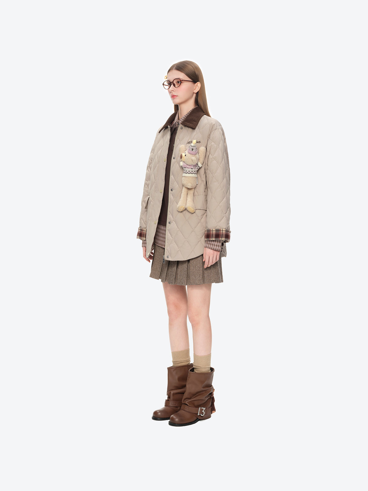13DE MARZO Luminous Bear Down Jacket Coat Khaki - 13DE MARZO