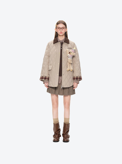 13DE MARZO Luminous Bear Down Jacket Coat Khaki - 13DE MARZO