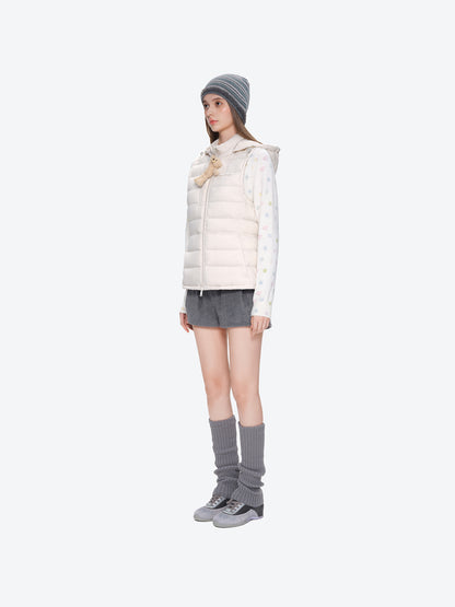13DE MARZO Cinched Waist Quilted Down Vest White