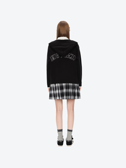 13DE MARZO Mock Three Piece Knit Pleated School Dress Black