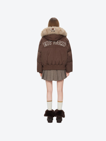 13DE MARZO Doozoo Fur Collar Parka Down Jacket Brown