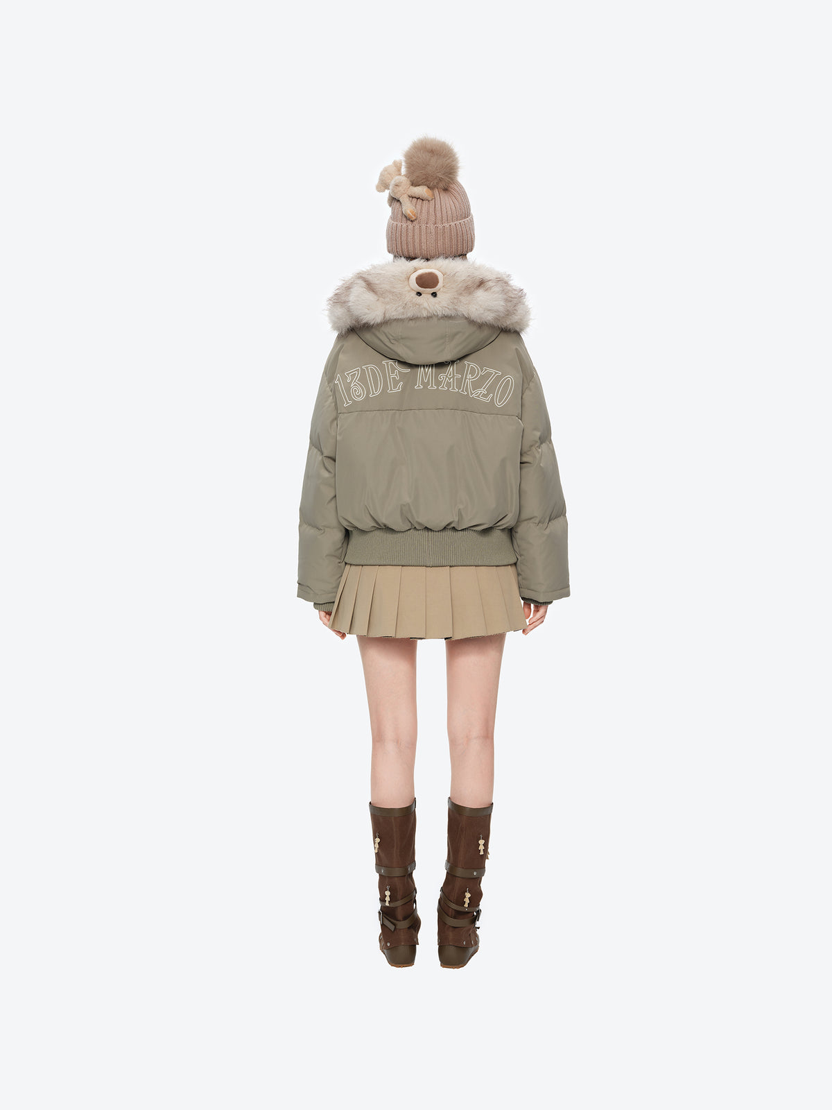 13DE MARZO Doozoo Fur Collar Parka Down Jacket Green