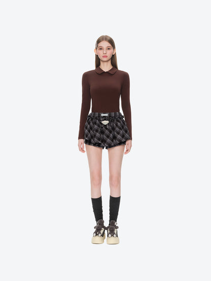 13DE MARZO Plaid Bow Tulle Skirt Blue