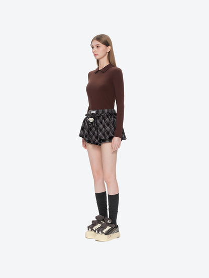 13DE MARZO Plaid Bow Tulle Skirt Blue