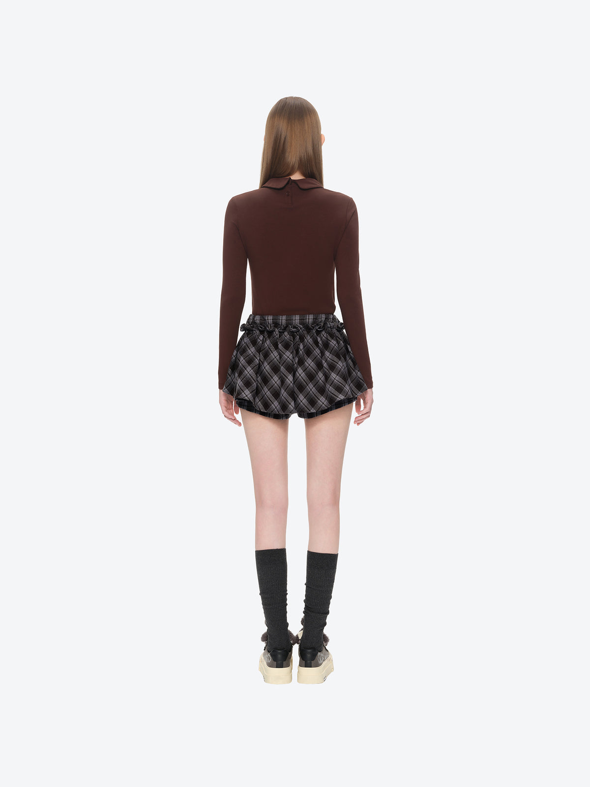 13DE MARZO Plaid Bow Tulle Skirt Blue