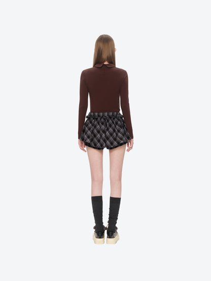 13DE MARZO Plaid Bow Tulle Skirt Blue