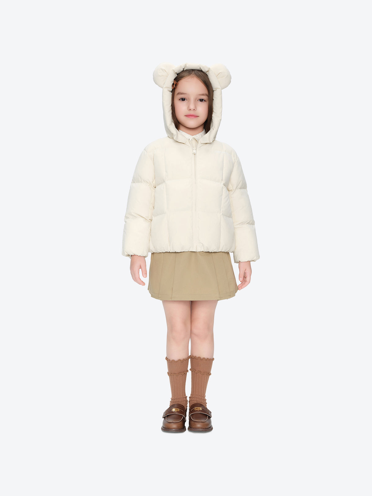 13DE MARZO BabyBear Ear Short Down Jacket Beige
