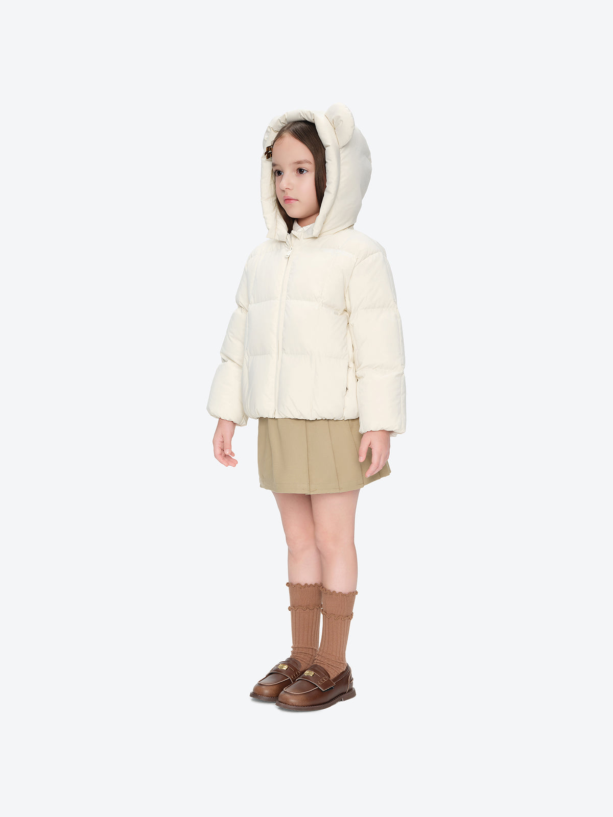 13DE MARZO BabyBear Ear Short Down Jacket Beige