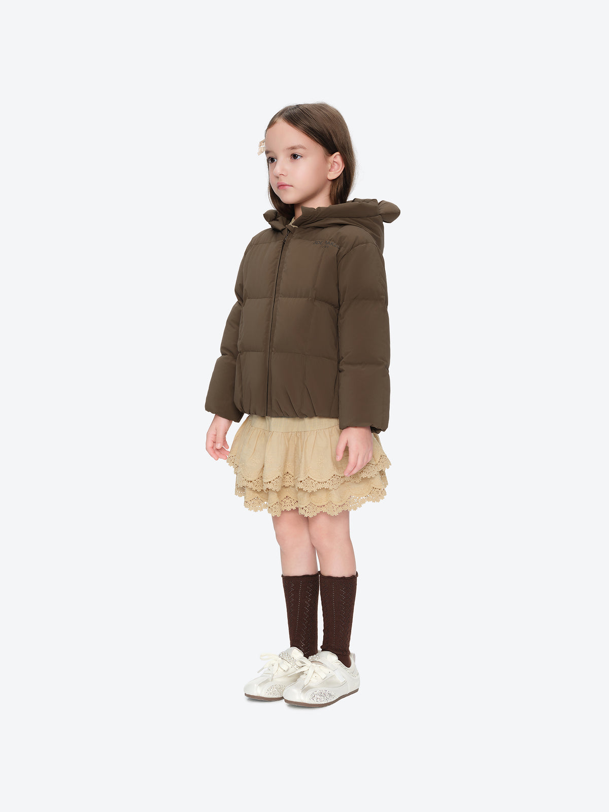 13DE MARZO BabyBear Ear Short Down Jacket Brown