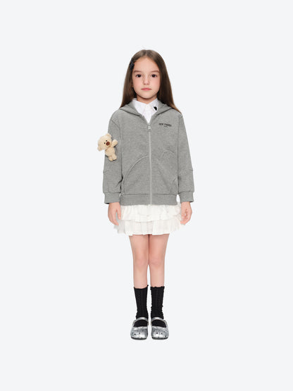 13DE MARZO BabyBear Waffle Zip Sweatshirt Jacket Grey