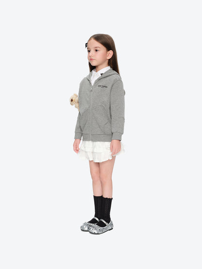 13DE MARZO BabyBear Waffle Zip Sweatshirt Jacket Grey