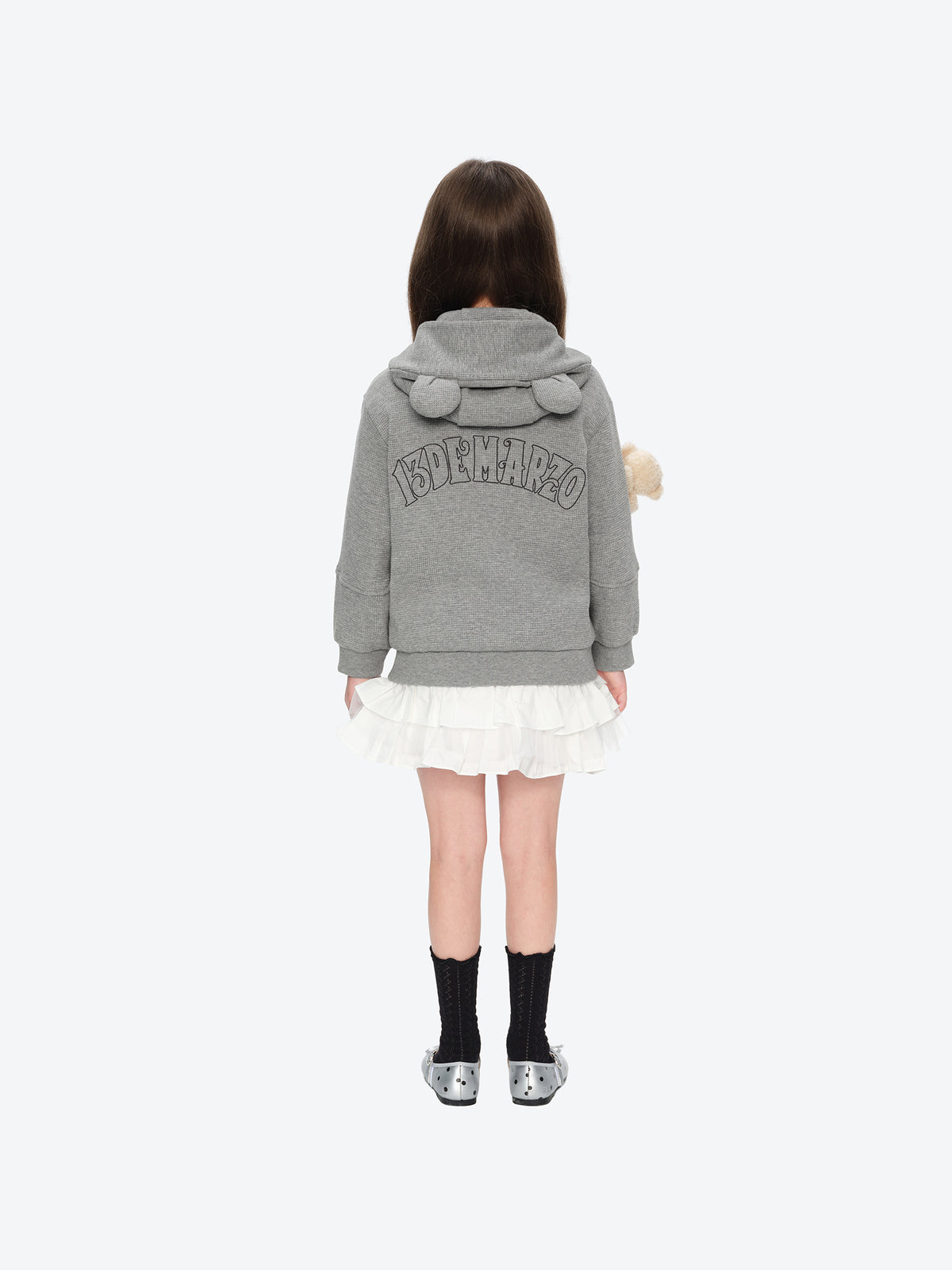 13DE MARZO BabyBear Waffle Zip Sweatshirt Jacket Grey