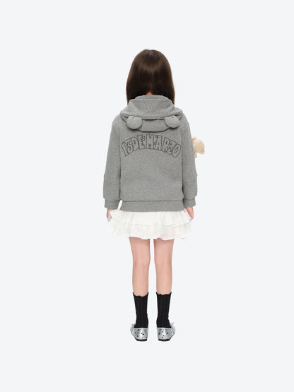 13DE MARZO BabyBear Waffle Zip Sweatshirt Jacket Grey