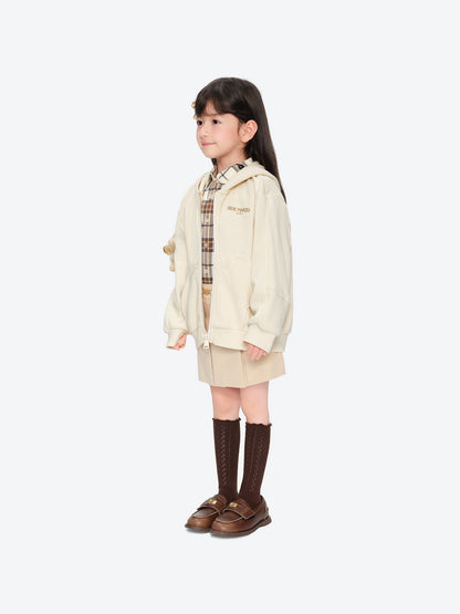13DE MARZO BabyBear Waffle Zip Sweatshirt Jacket Beige