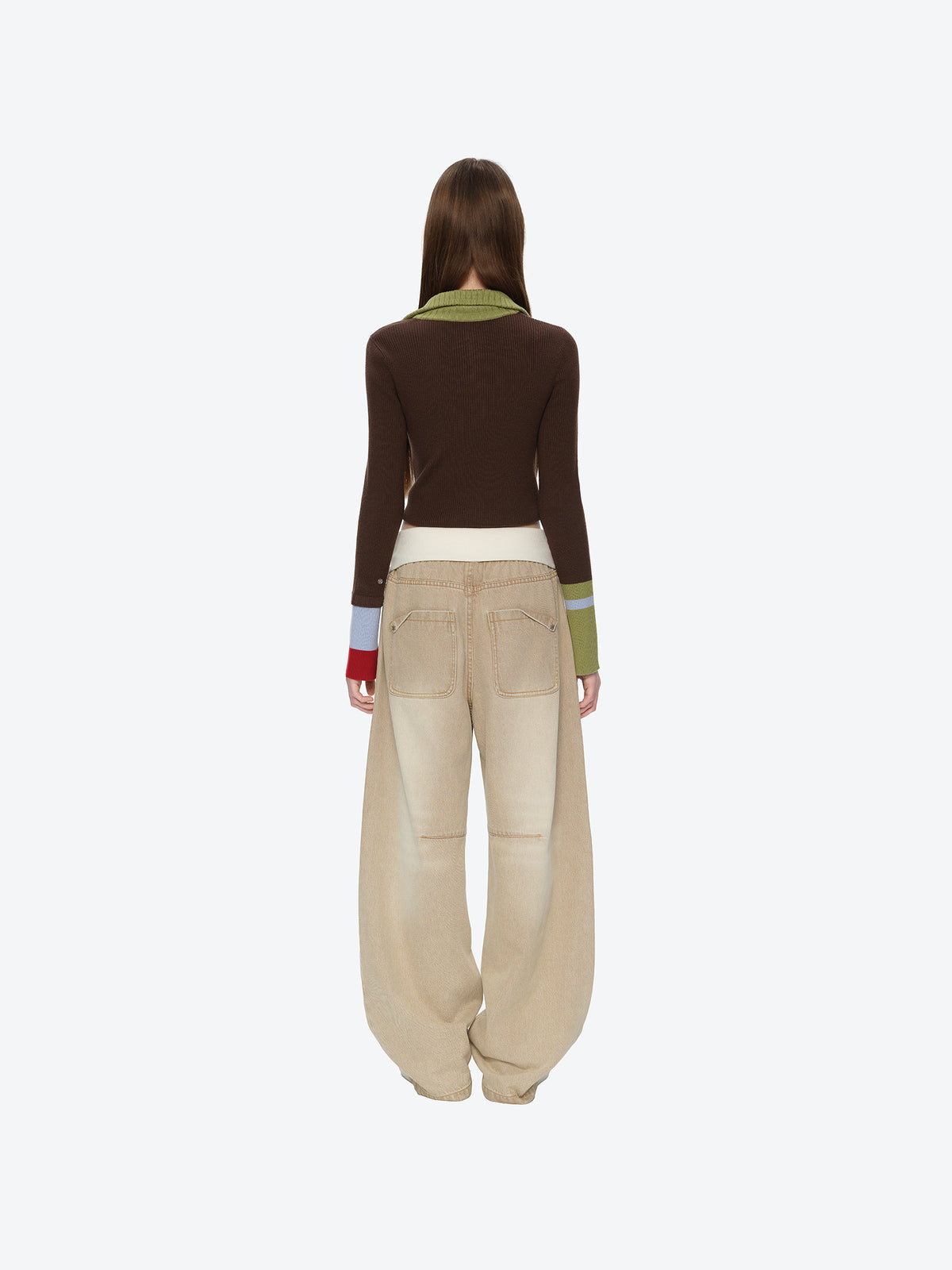 13DE MARZO Snow Bear Beaded Pants Khaki