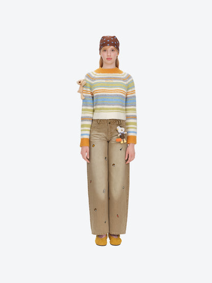 13DE MARZO Marzo Valley Colored Lines Sweater Yellow