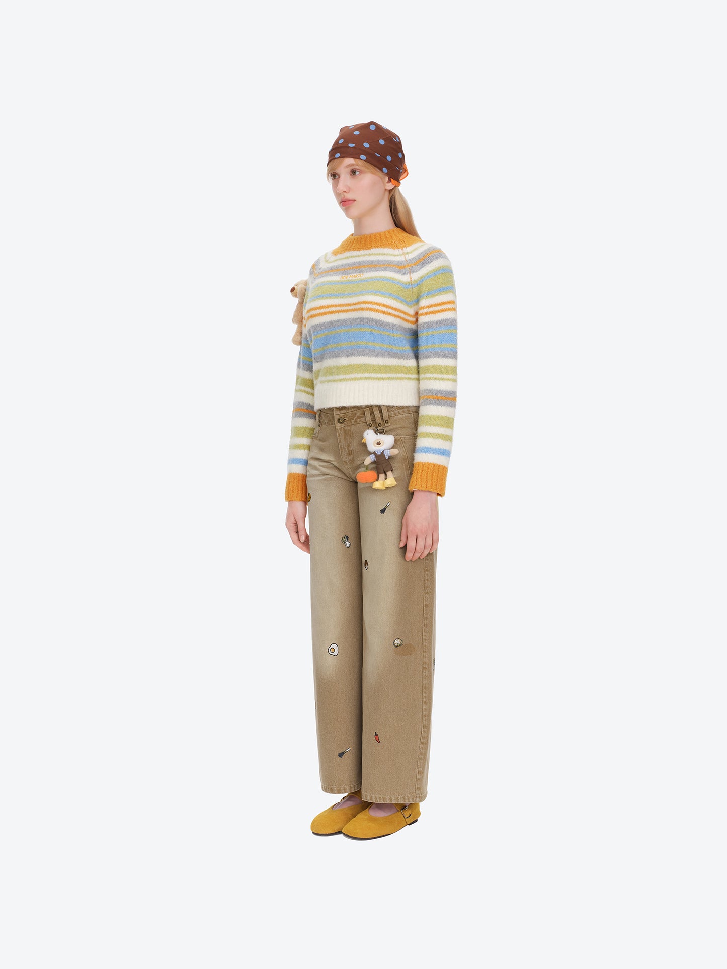 13DE MARZO Marzo Valley Colored Lines Sweater Yellow